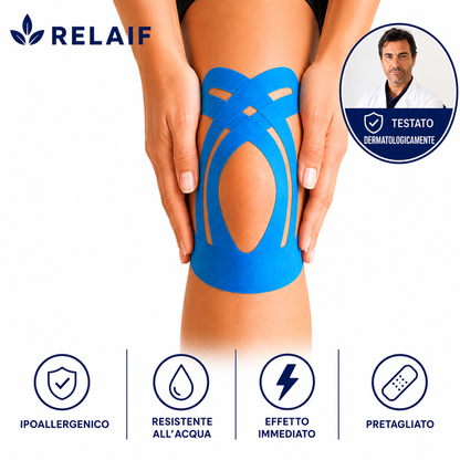 RELAIF™ — Tape Kinesiologico Pretagliato per il Ginocchio