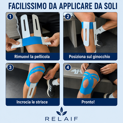 RELAIF™ — Tape Kinesiologico Pretagliato per il Ginocchio