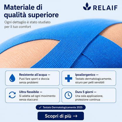 RELAIF™ — Tape Kinesiologico Pretagliato per il Ginocchio